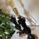 2 pieds de lampe bois et noir