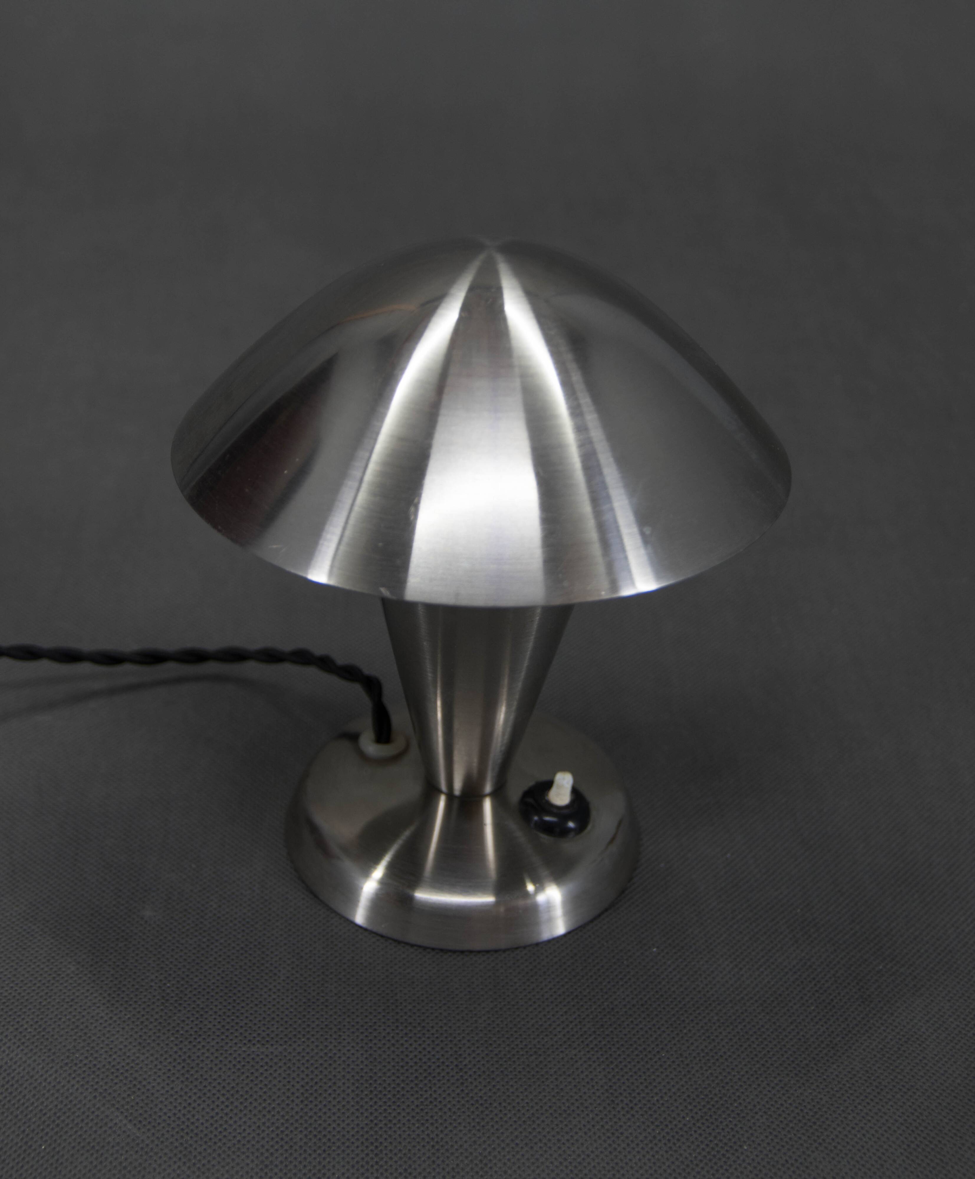 Bauhaus  Nickel "Mushroom" Table Lamp, Czechoslovakia, 1930s