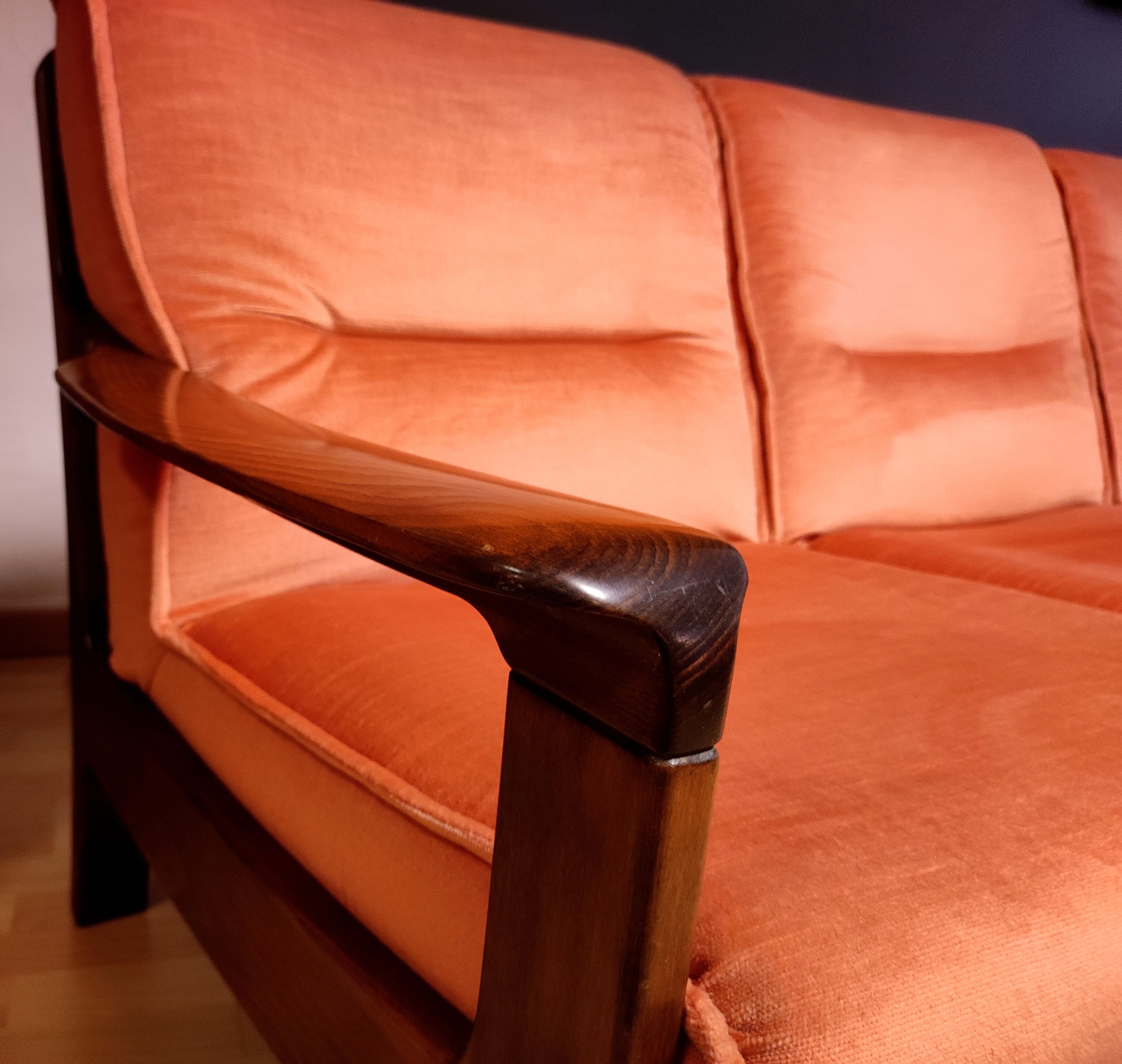 Danish velvet sofa late 1960s