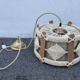 Scandinavian style jute and wood pendant light