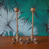 pair of numbered bronze candle holder