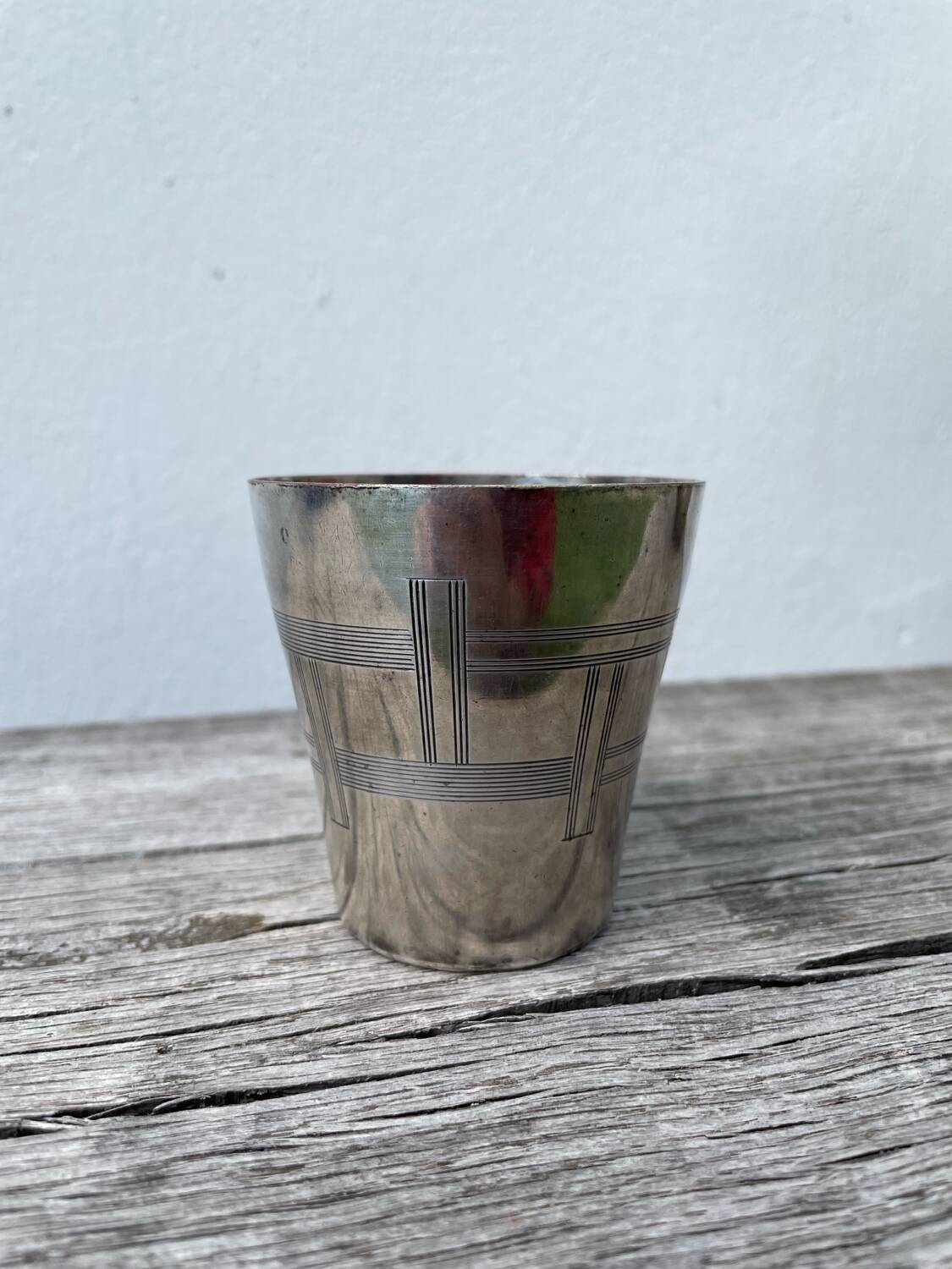 Timbale verre argenté art déco