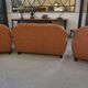 Ensemble 2 fauteuils club en simili cuir camel 1980’s