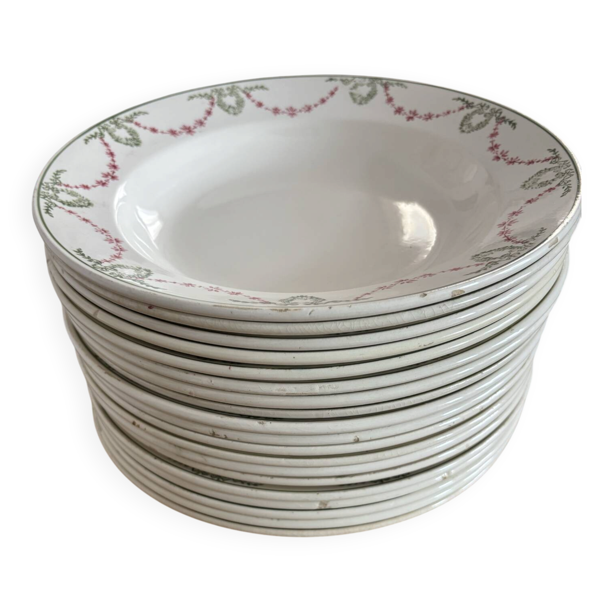 Longwy service – Louis XVI style – 19 deep plates + 1 serving dish