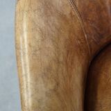 Fauteuil, chaise d'appoint en cuir marron