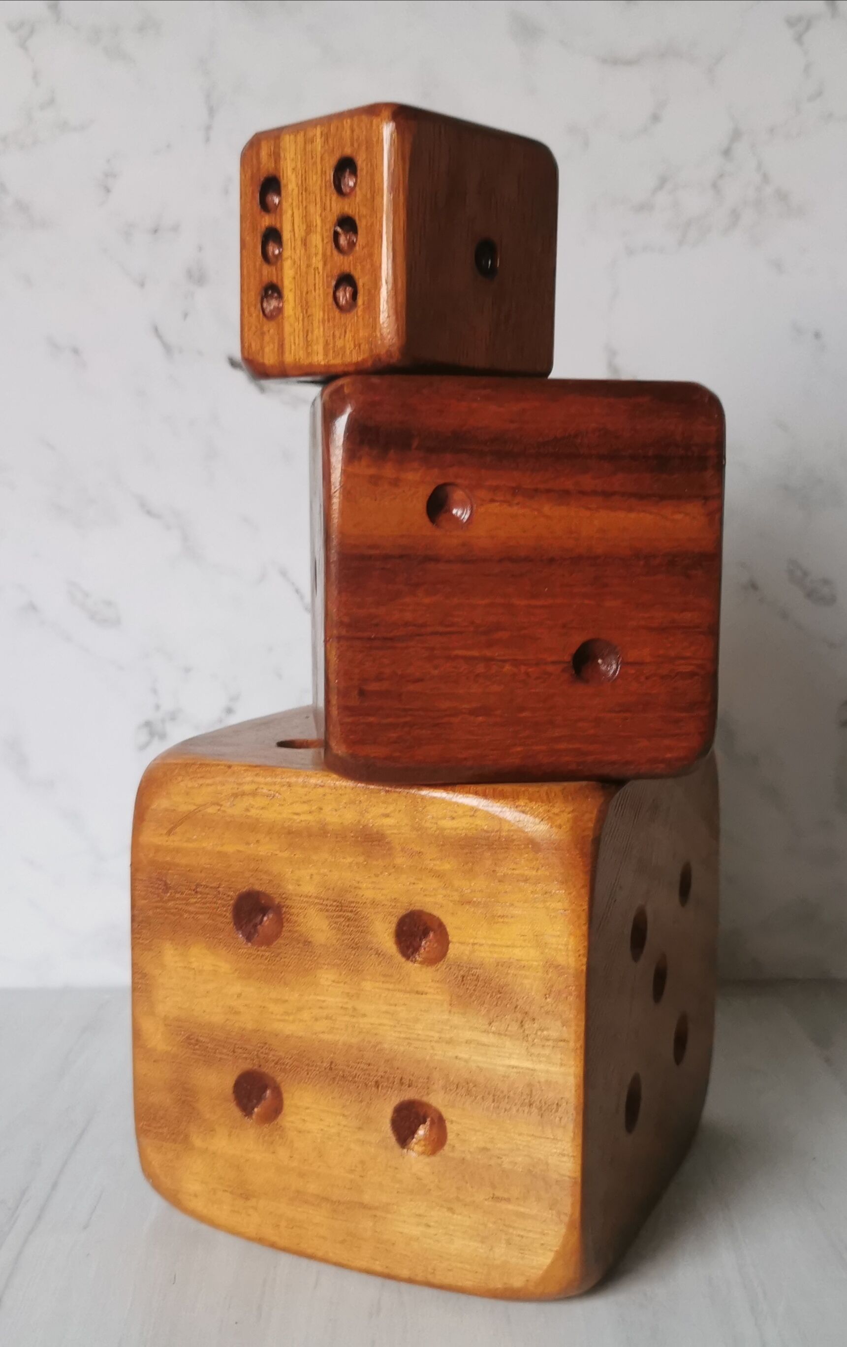 Carved wood dice