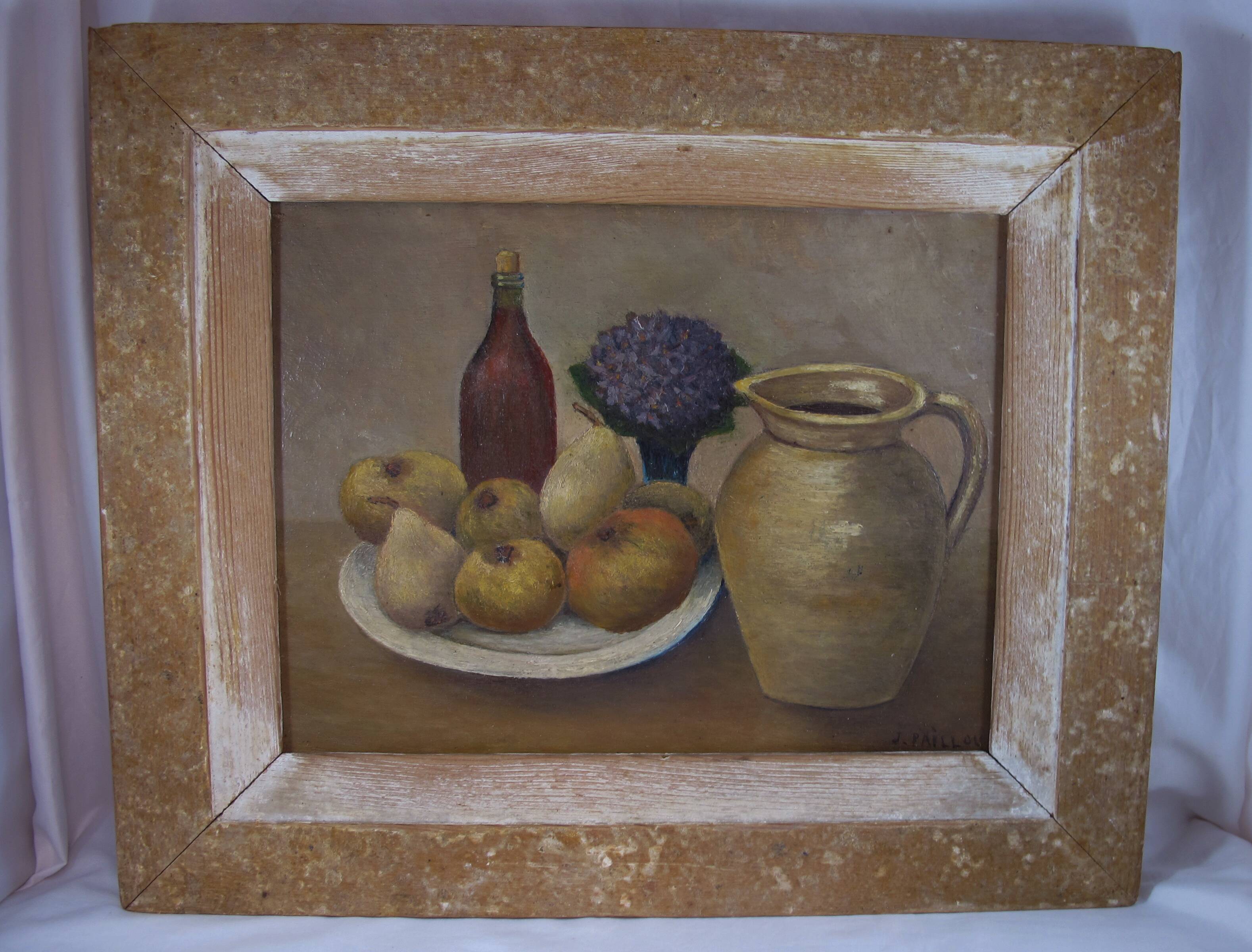 French painting oil on panel Still Life signed J. Paillou