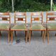 4 regency chairs in solid wood and green velvet suede