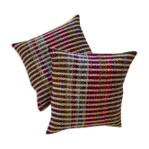 Paire de coussins en tissage de laine