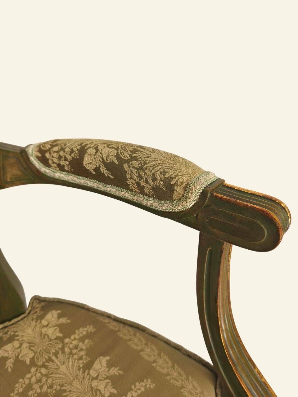 Pair of Louis XVI style armchairs, oval backrest and caning.