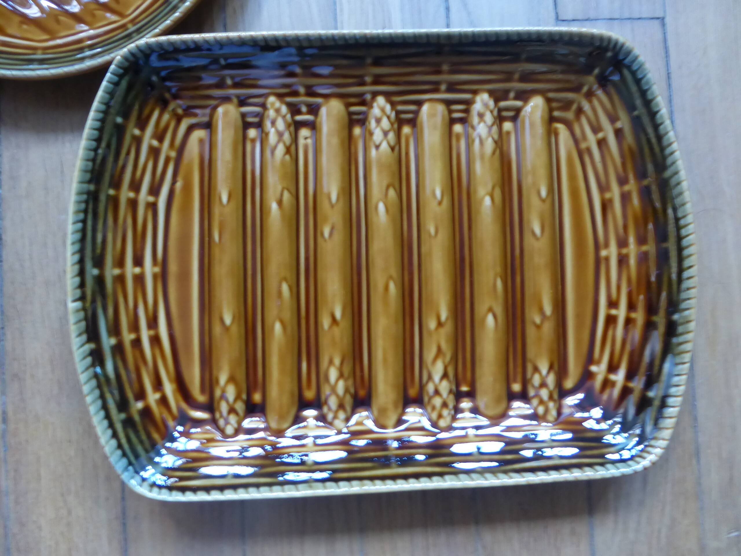 Set of 5 asparagus plates 1 dish Sarreguemines L1 / 200106