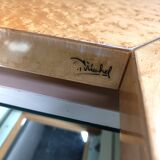 Vintage ash wood hidden bar coffee table by Paul Michel, 1970s