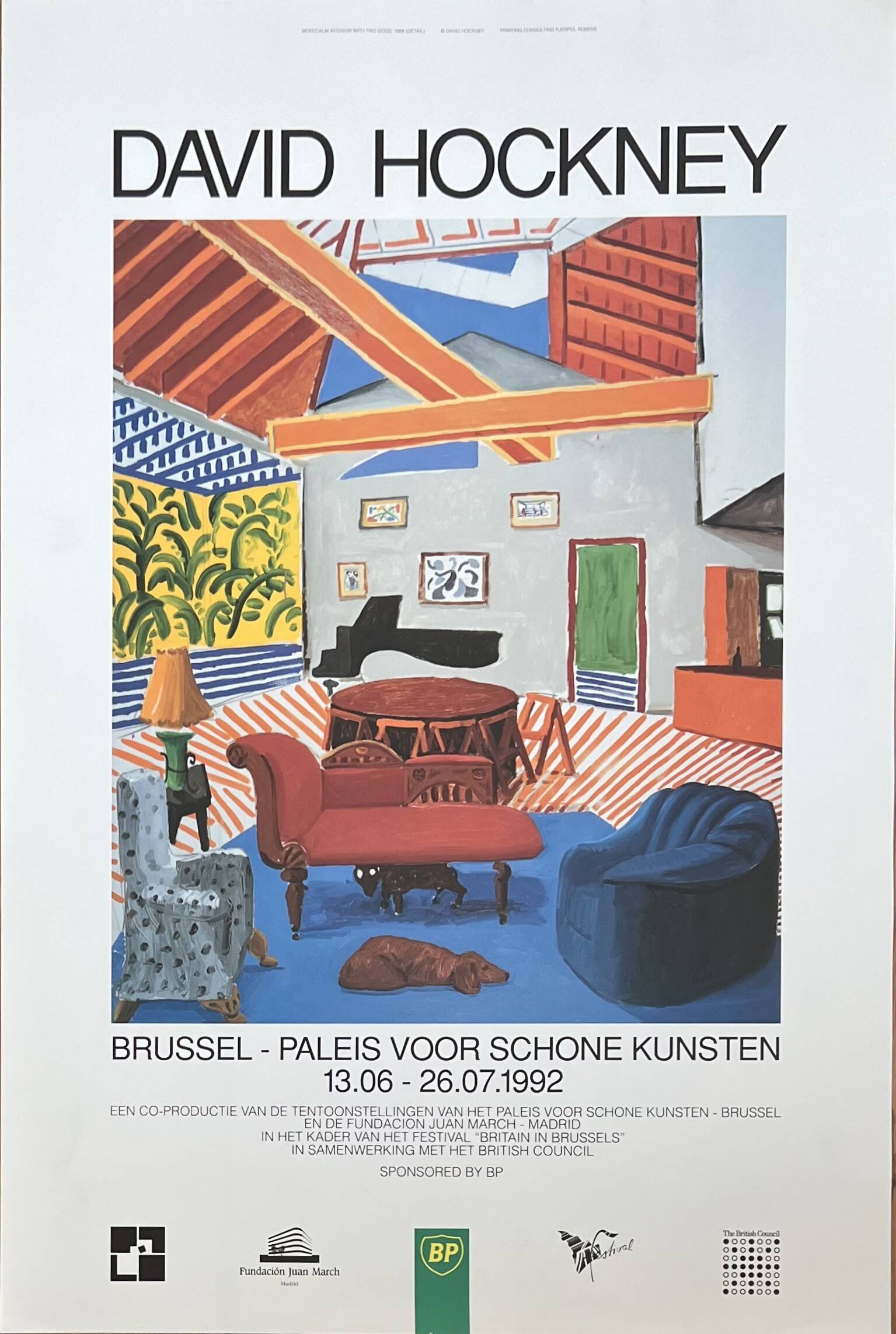 David HOCKNEY (1937) Original Vintage Poster Palais des Beaux Arts, Brussels, 1992