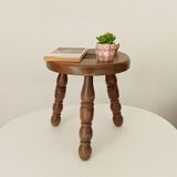 Vintage turned wood tripod stool