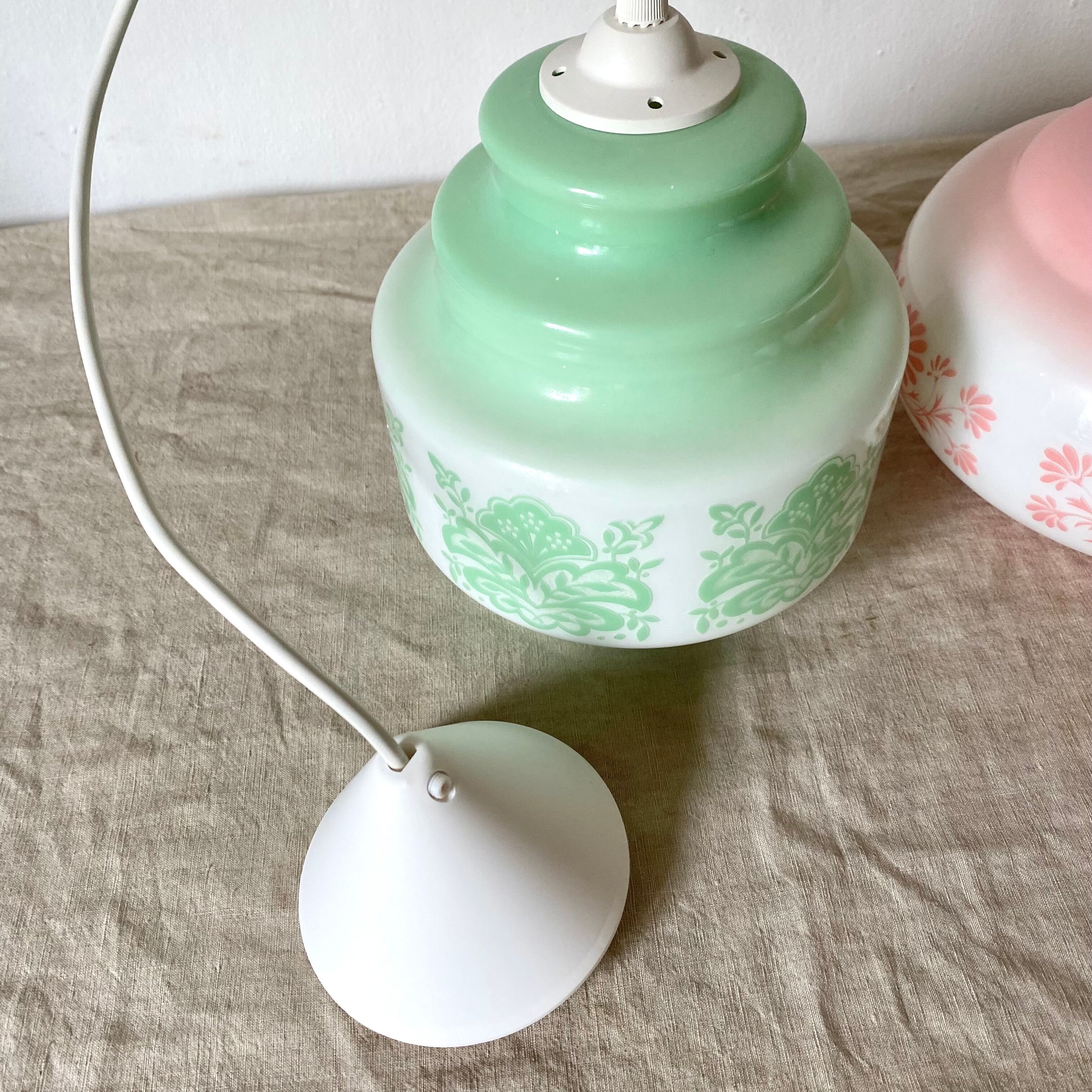 Vintage opaline pendant lamps