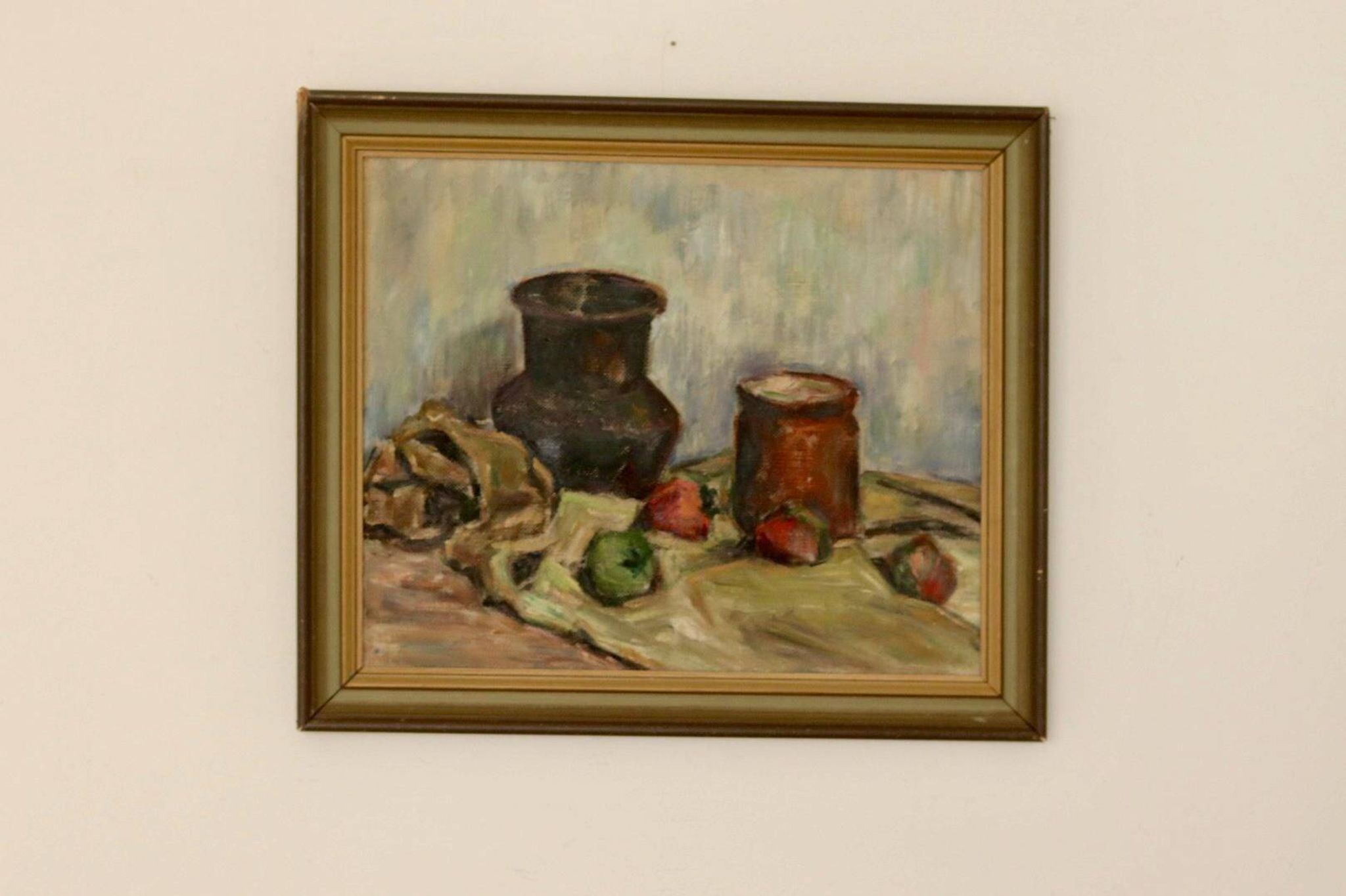 Original Swedish oil on panel "Still Life" vintage and framed.