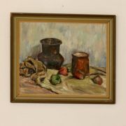 Original Swedish oil on panel "Still Life" vintage and framed.