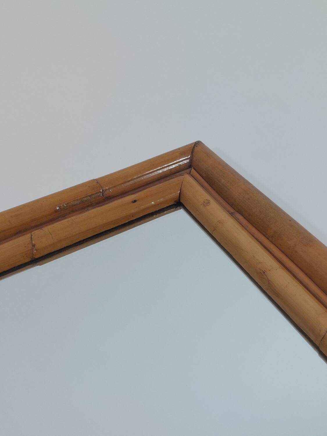 Vintage Mid Century Wandspiegel Bambus Boho 70s