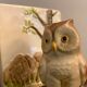Pair of owl Japanese ceramic book greenhouses, 1980