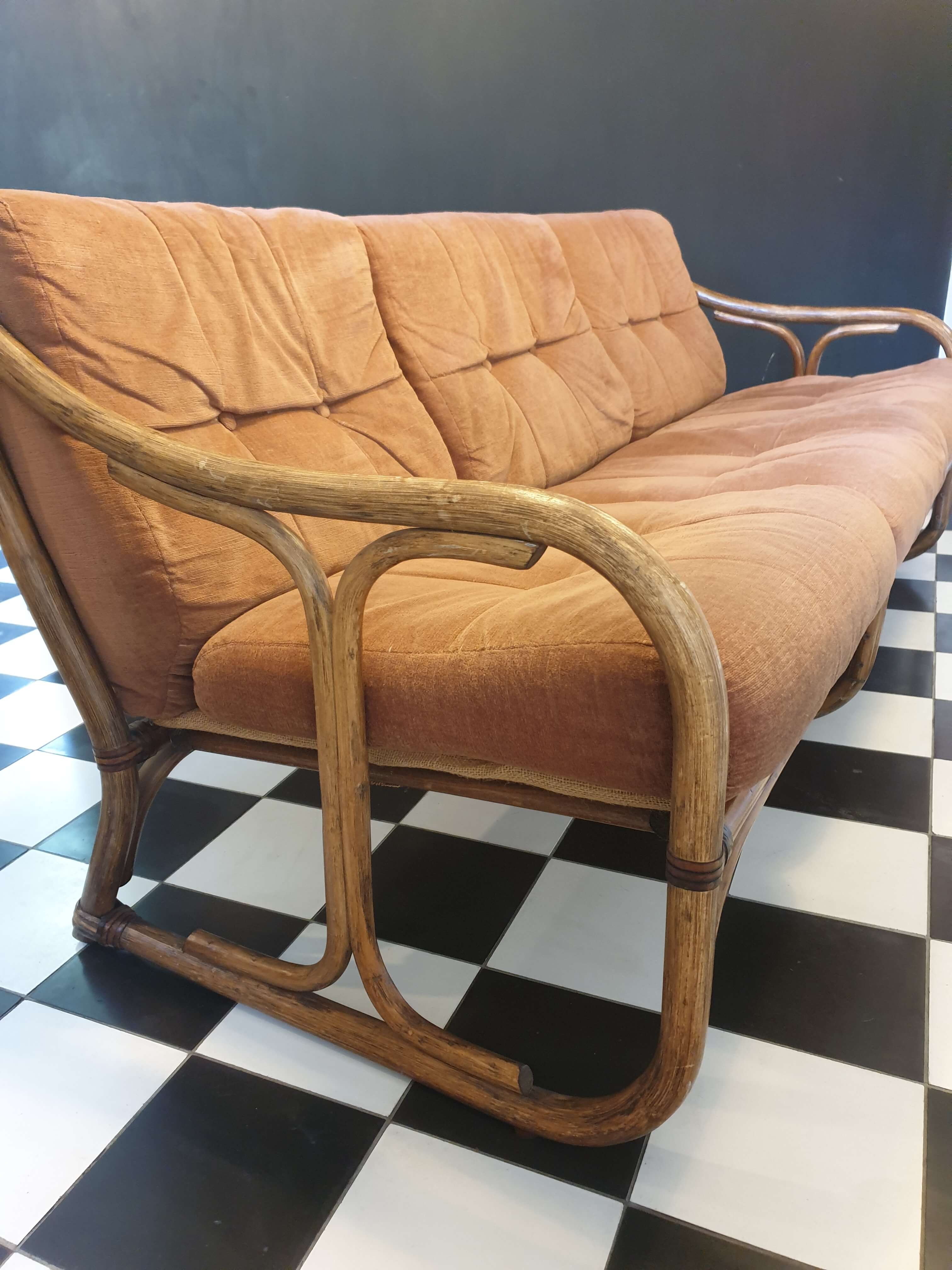 3-seater bamboo sofa