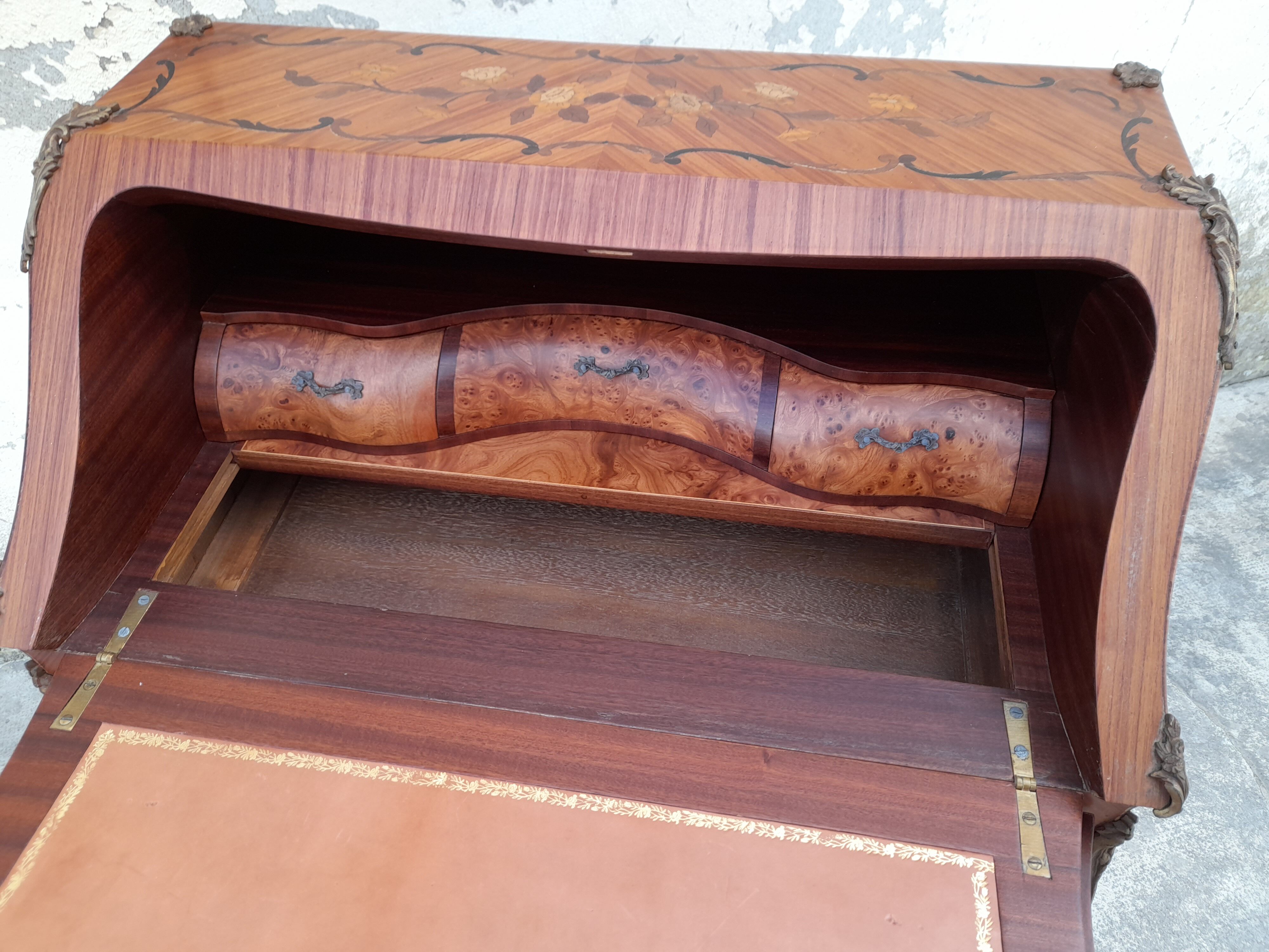 Writing desk back to donkey style Louis XV in rosewood
