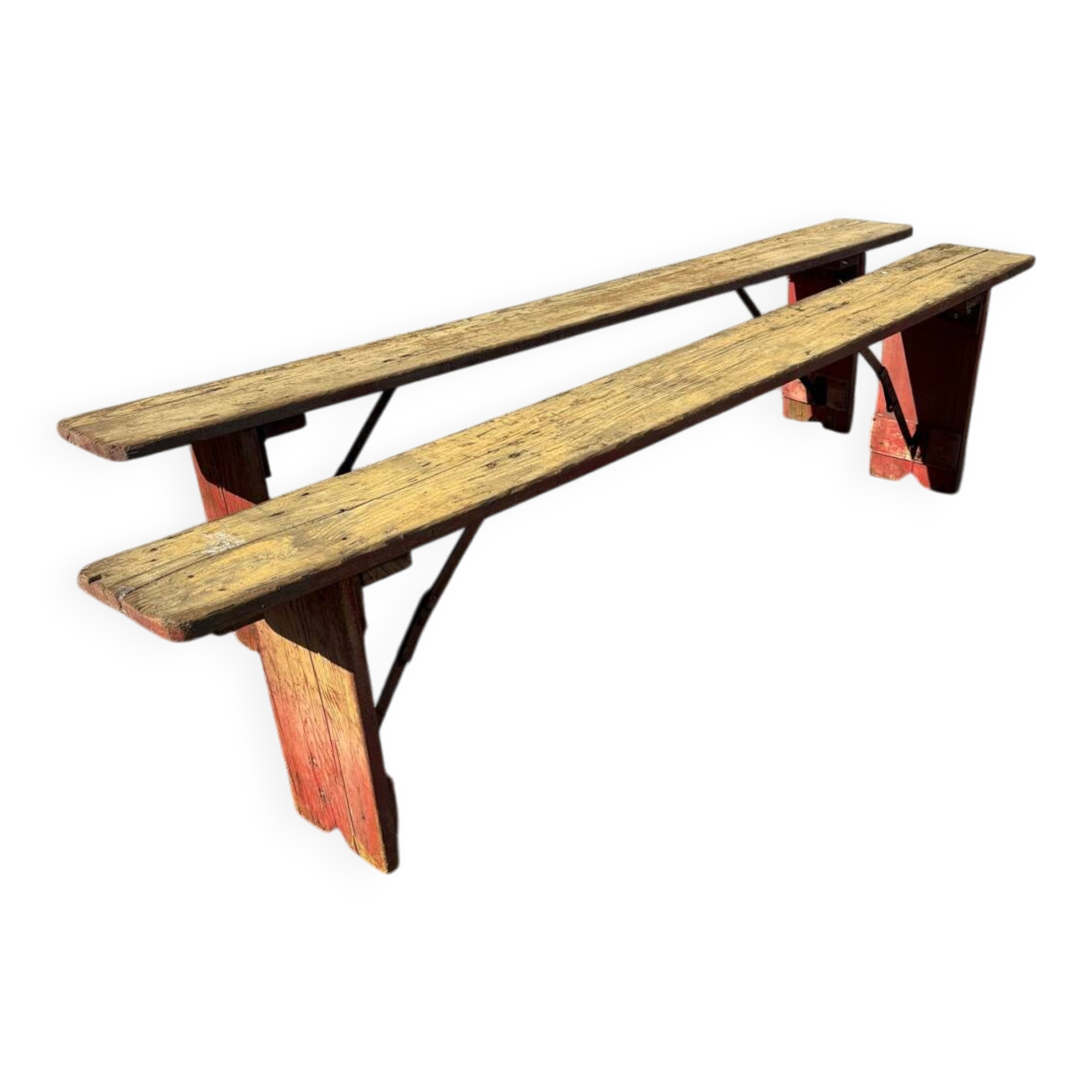 Paire de bancs de guinguette
