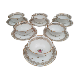 Set of 6 tea or long coffee cups in porcelain