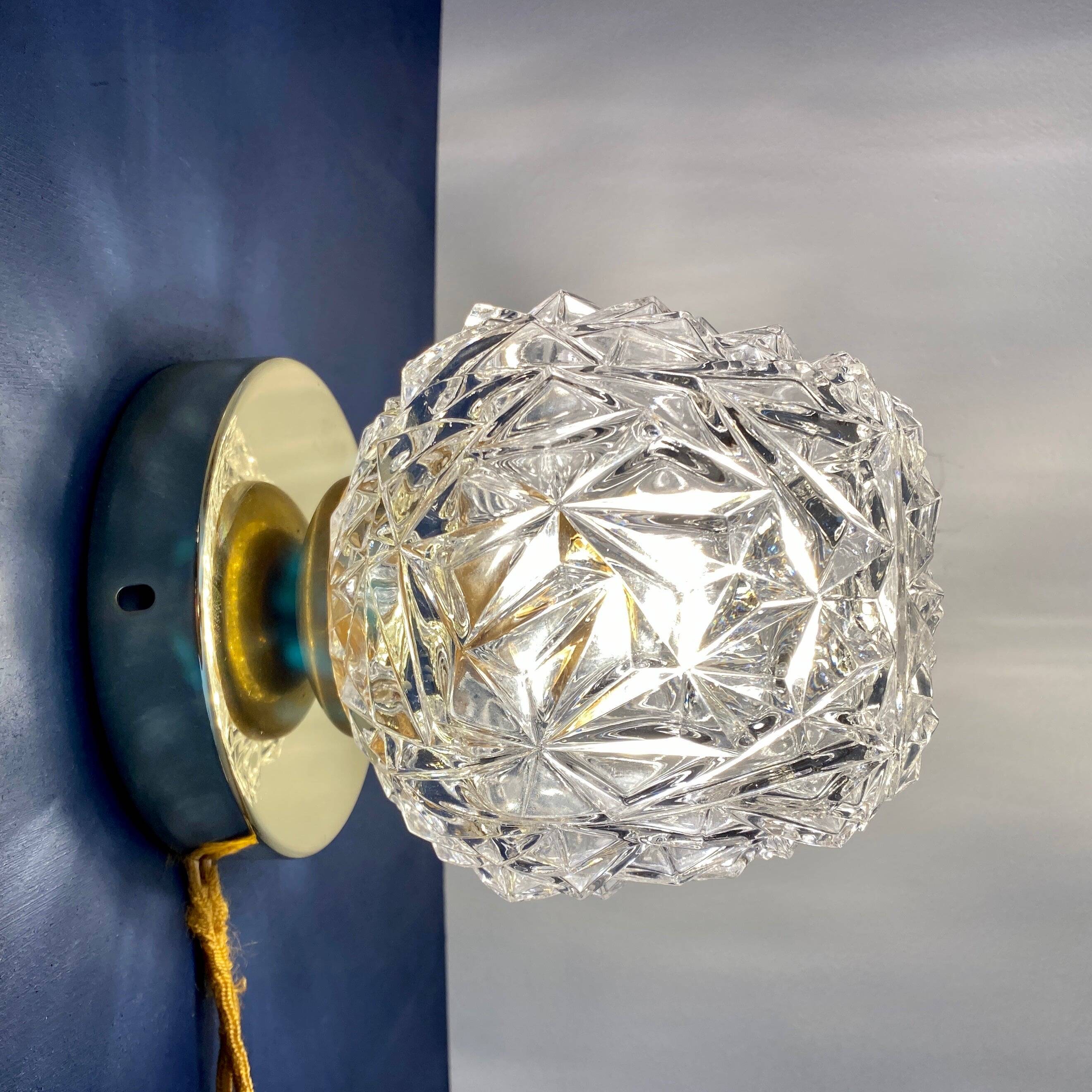 Vintage globe wall / ceiling light in molded glass