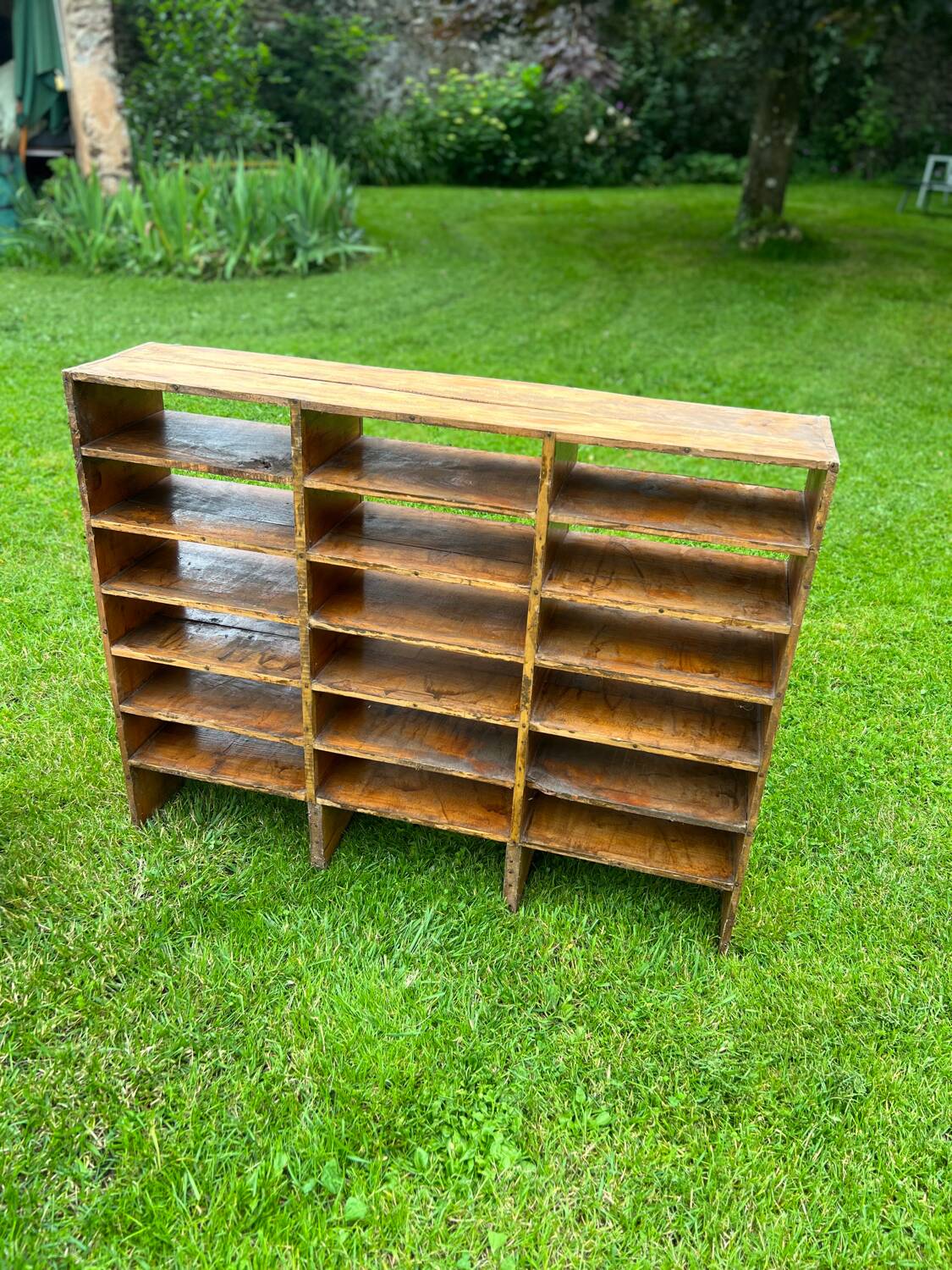 Antique wooden locker storage unit