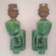 Pair of art deco sconces in emerald green ceramic