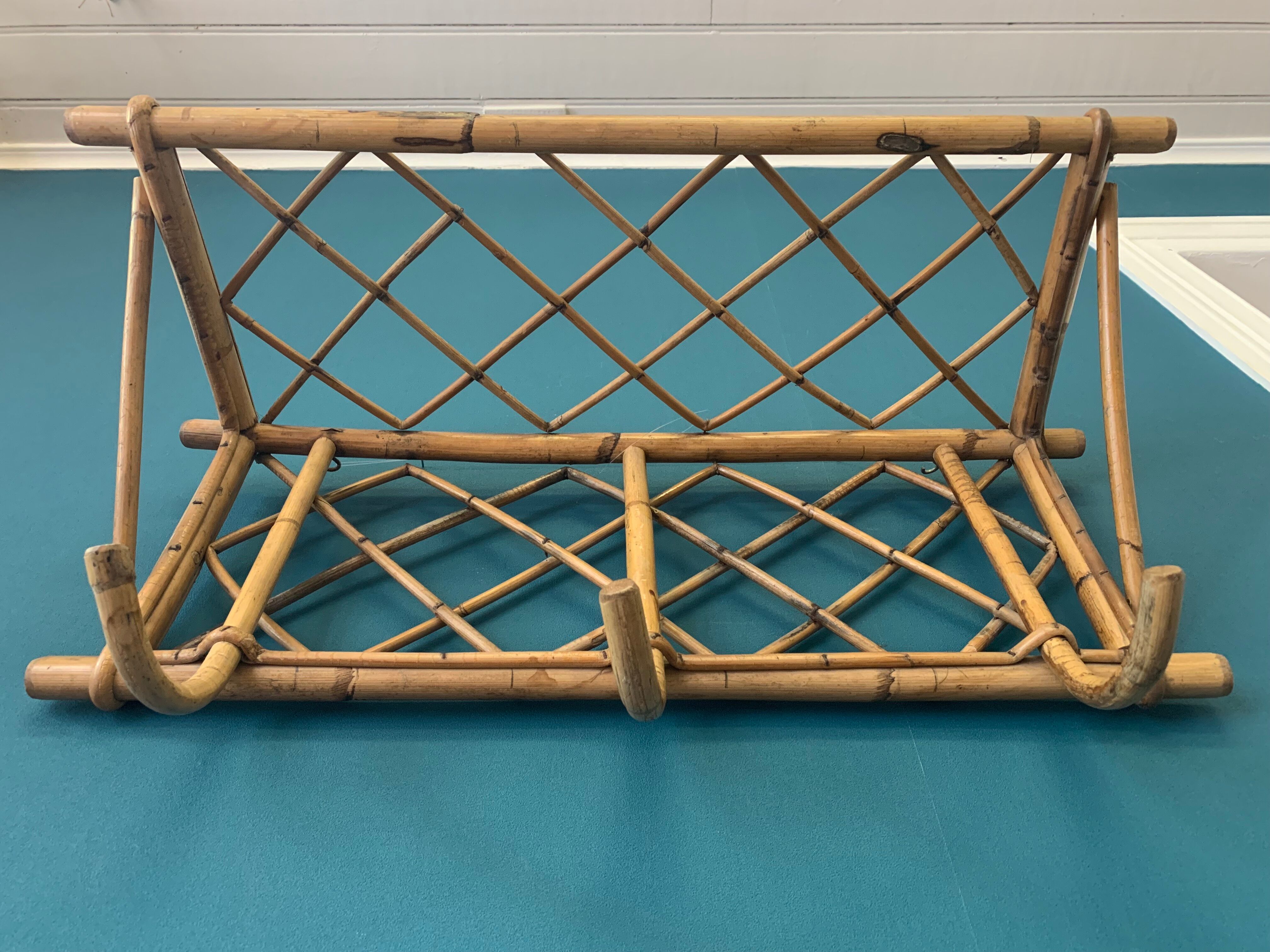 Rattan wall coat rack