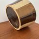 Vintage cache-pot in glazed ceramic, brown and beige geometric pattern.