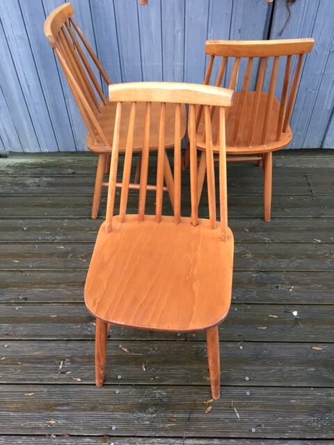 Vintage Scandinavian blond beech chairs.