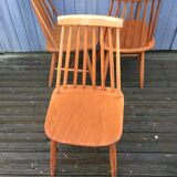 Vintage Scandinavian blond beech chairs.