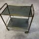 Vintage 70s serving trolley in gold metal and smoked glass
