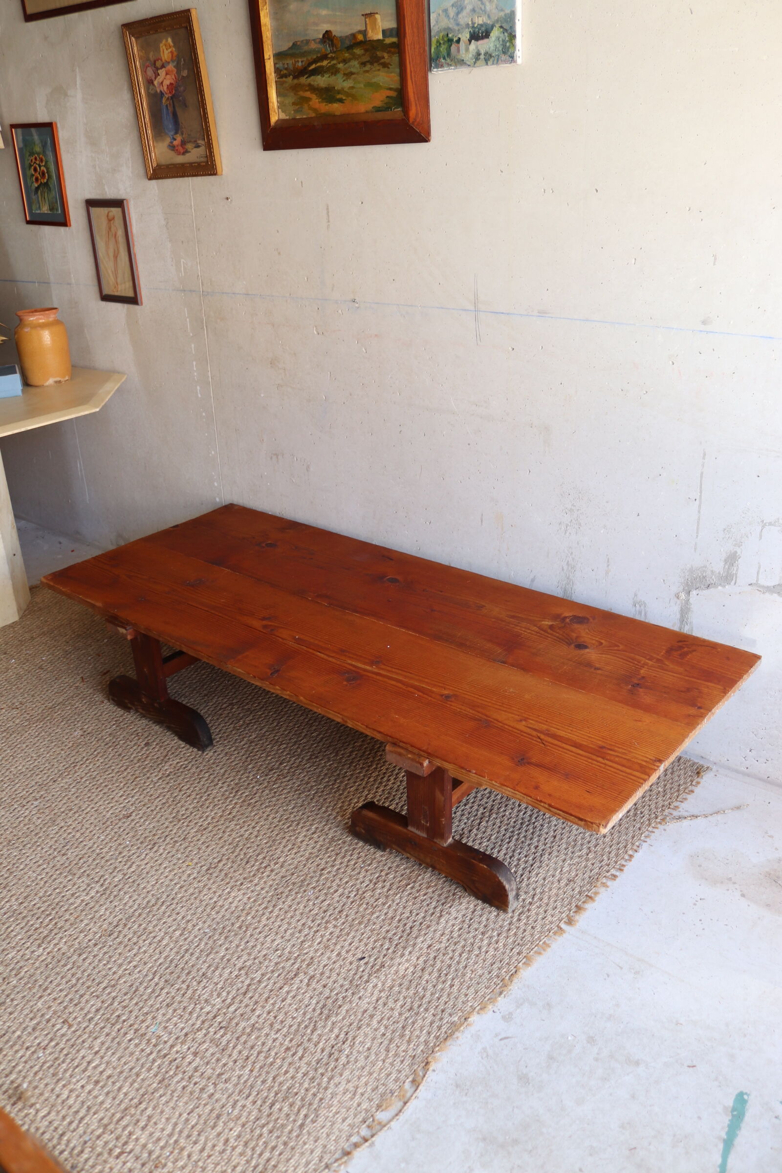 Coffee table on convent trestles