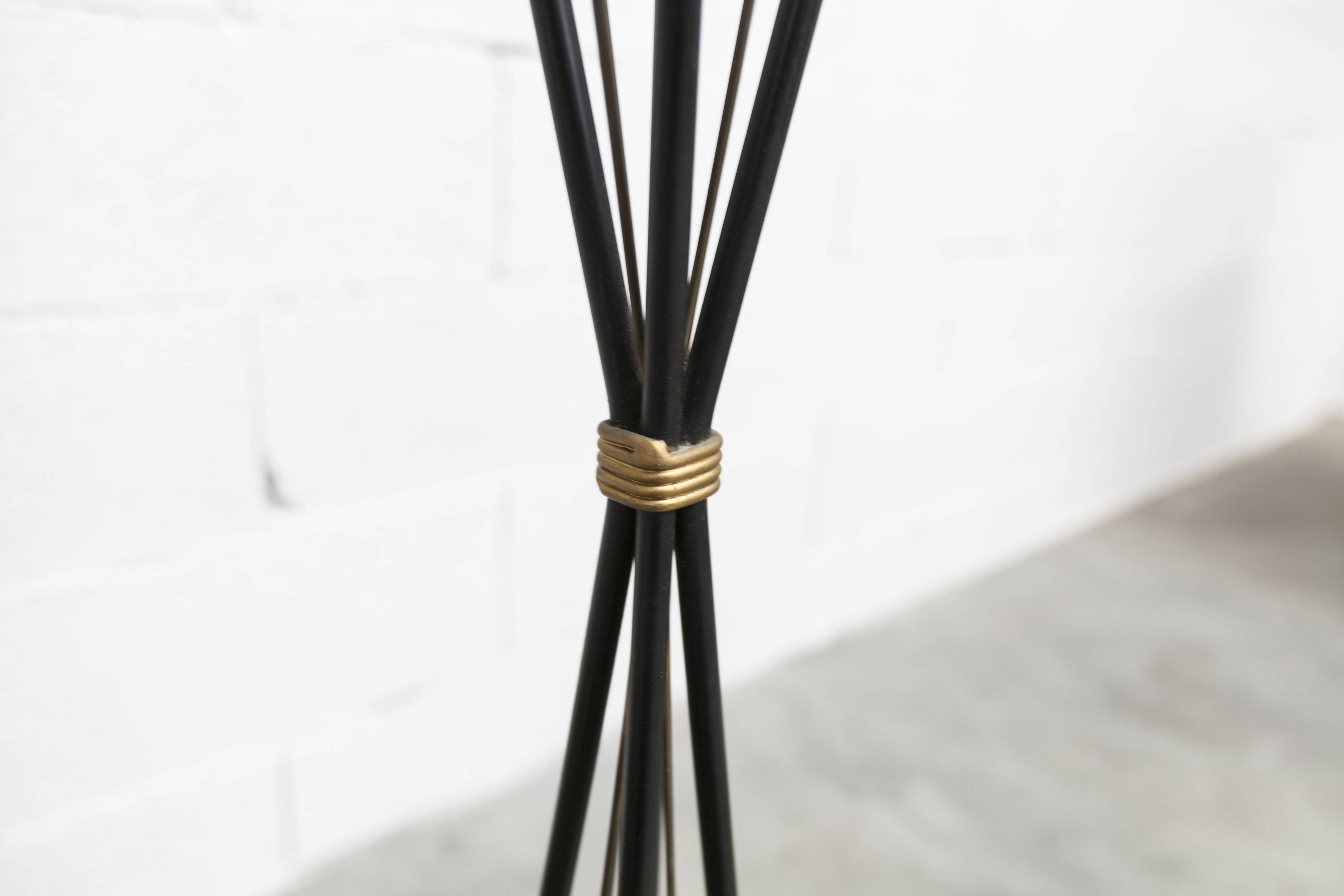 Floor lamp by René Mathieu for Maison Lunel 1950, brass and opaline.