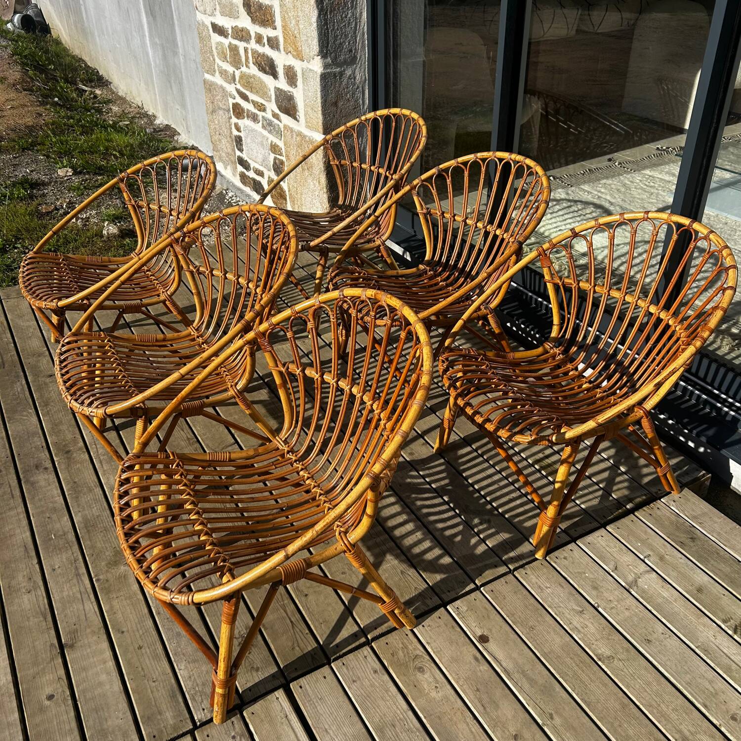 1960s rattan armchairs