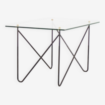 Midcentury Metal and Glass Table by Airborne, France, 1950s