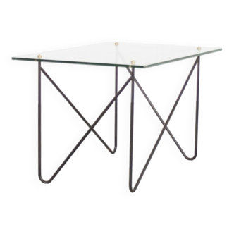 Midcentury Metal and Glass Table by Airborne, France, 1950s