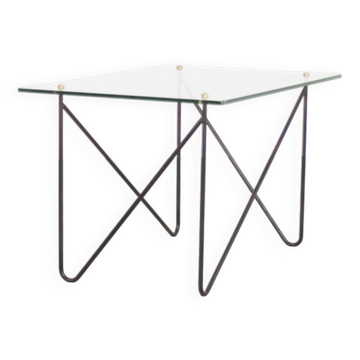 Midcentury Metal and Glass Table by Airborne, France, 1950s