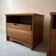 Pair of elm wood bedside tables, France 1950