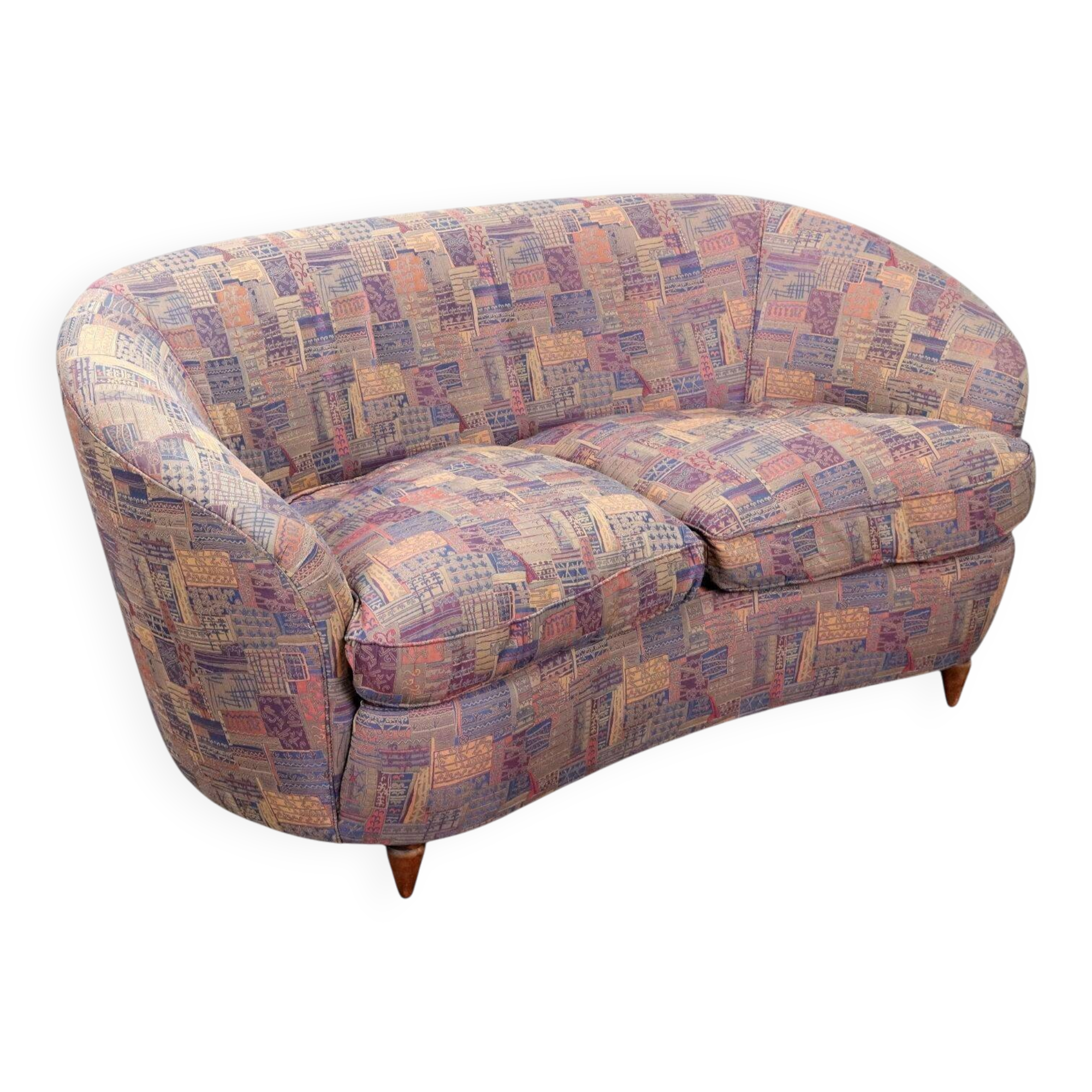 Vintage wooden fabric sofa Italy 1960s original