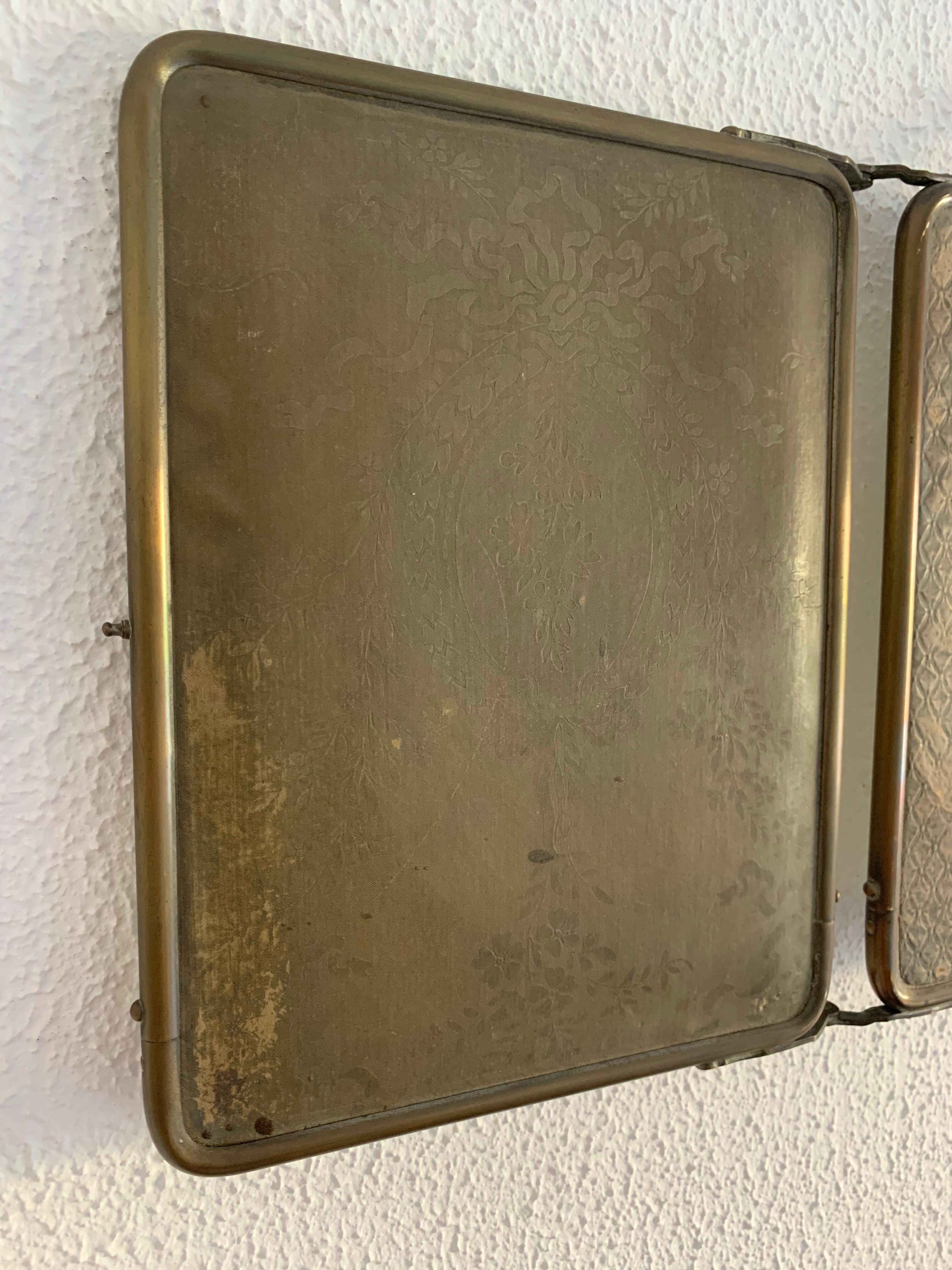 Miroir triptyque barbier Le Solide Paris vintage 1930 - 24 x 59 cm