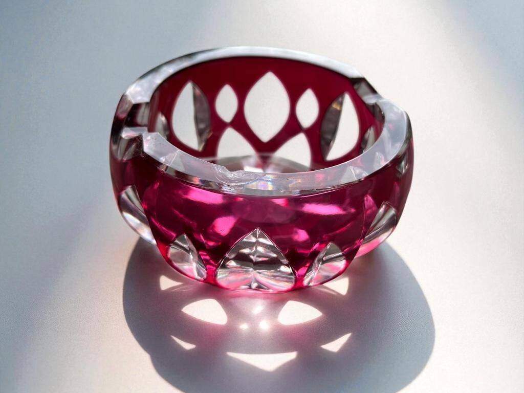 Ruby crystal ashtray Val Saint Lambert Vintage