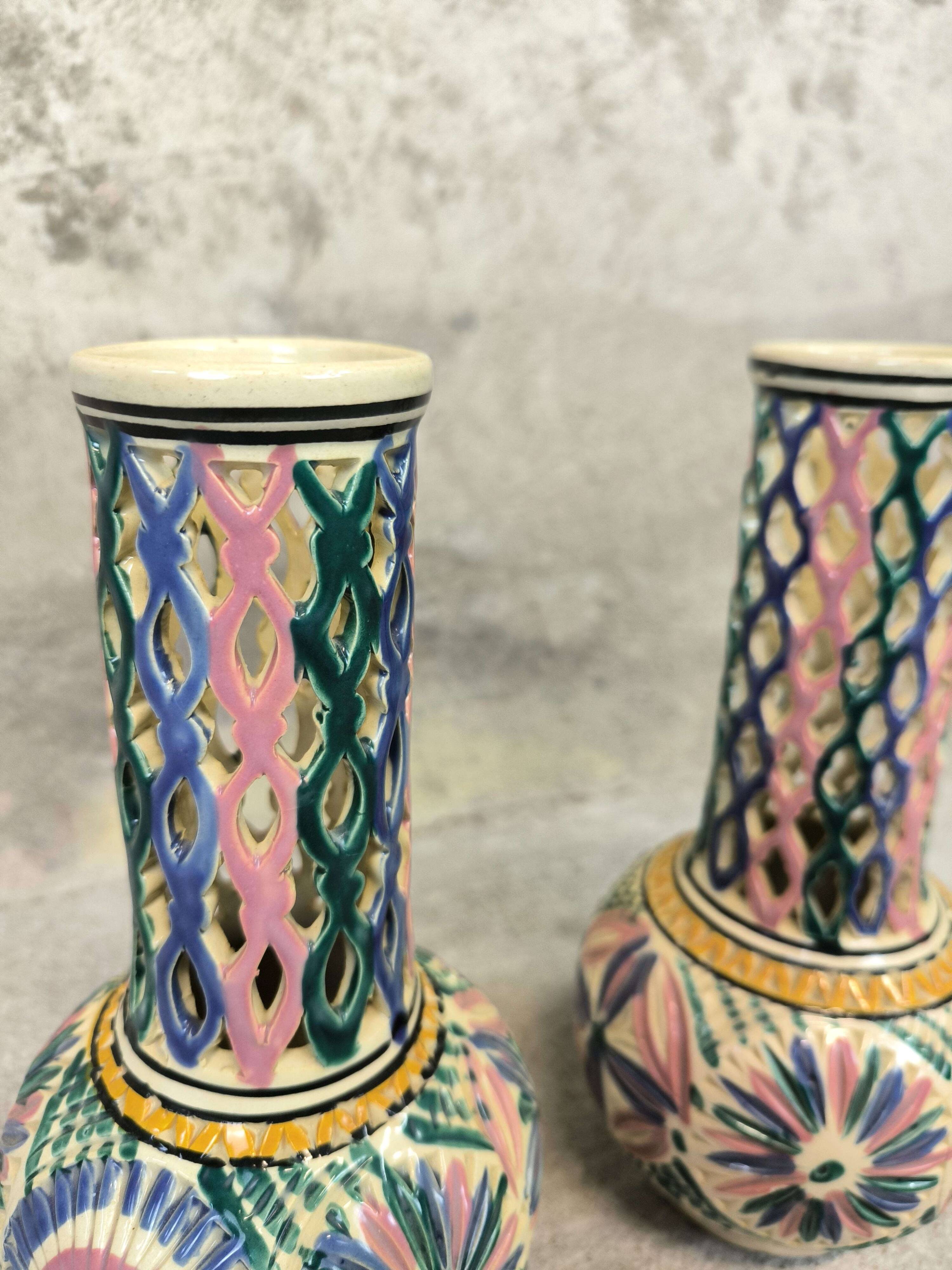 Pair of vintage openwork vases