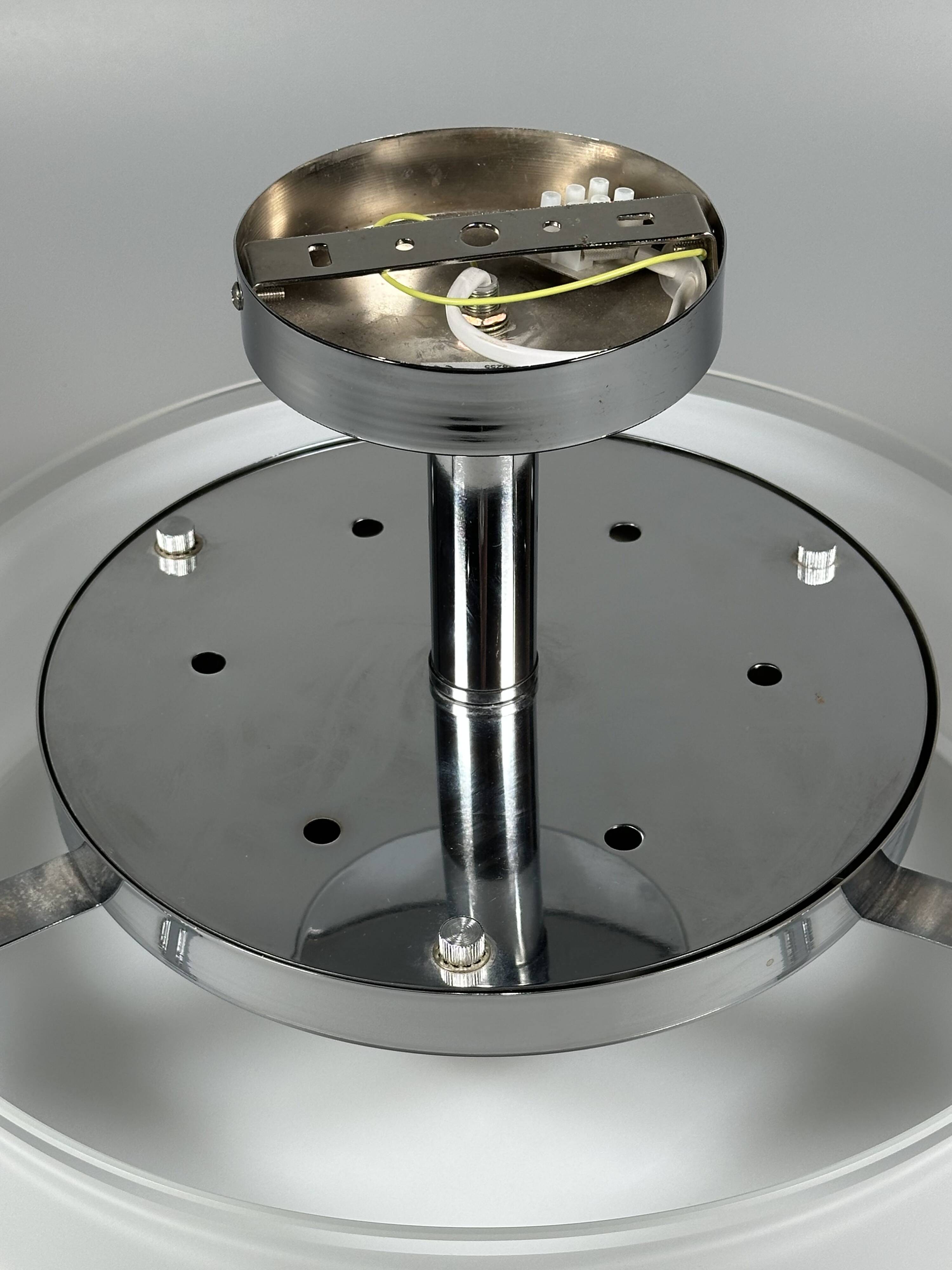 1970s 1980s Ceiling Lamp by Honsel Leuchten Germany in Glass & Chrome