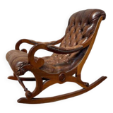 Rocking-chair Chesterfileld en cuir