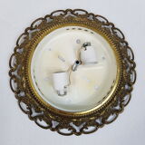 Golden mount and glass globe ceiling light