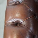 Lot de 2 fauteuils chesterfield anglais classiques en cuir de vache